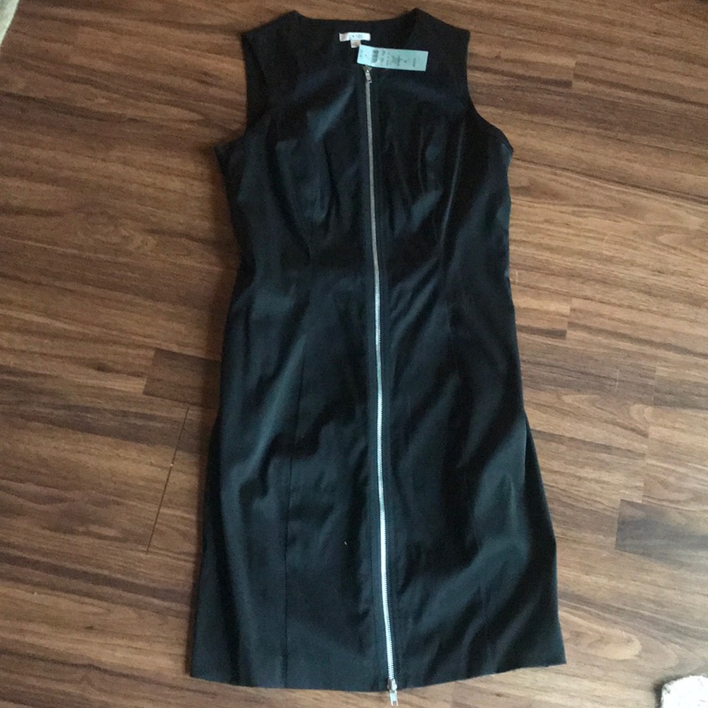 Cache Black Satin Zipper mini Dress NEW